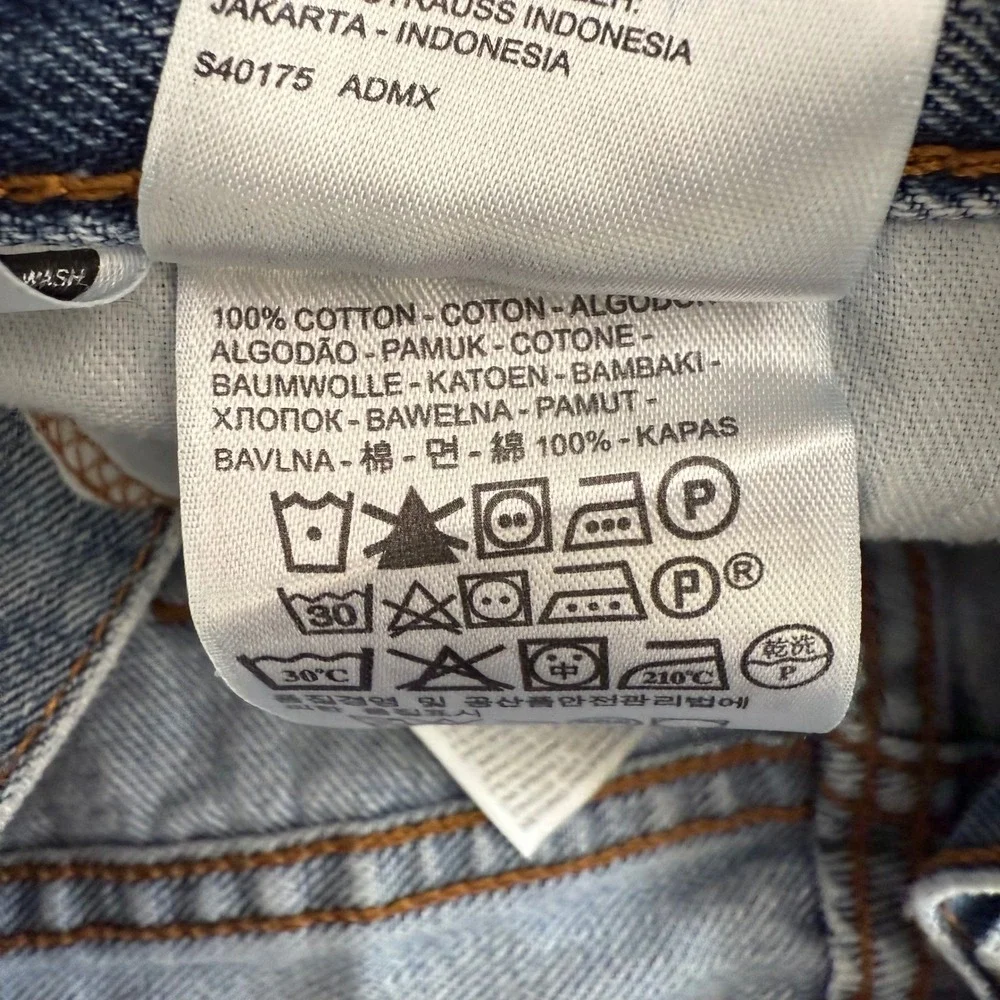 Levis 505 Regular Fit Straight Leg Jeans‎ Mens 42x30 Light Wash Blue Denim